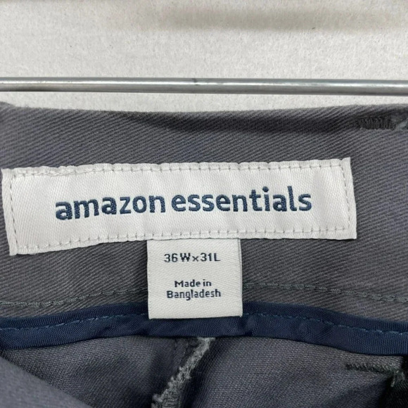 Amazon Essentials Khaki Pants Men's Sz 36x31 Gray Classic Straight Leg - Picture 5 of 9